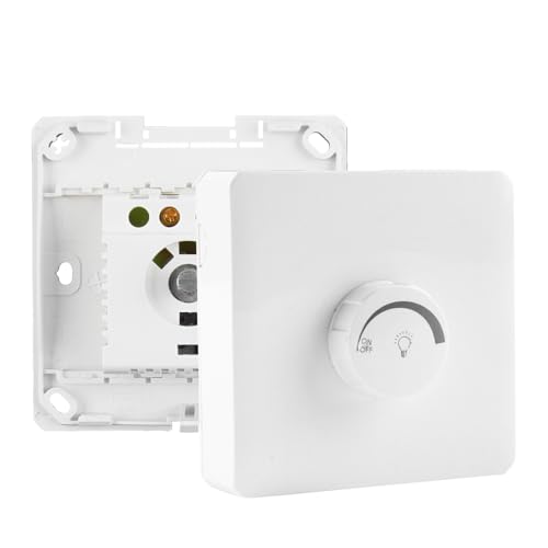Interrupteur variateur pour lampe LED à intensité variable 86 x 86 mm 110-250 V 10-16 A 1-400 W - Interrupteur rotatif encastré - Régulation de la vitesse en continu pour ampoules à incandescence et
