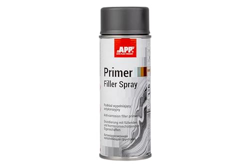 APP Primer Filler Spray | Apprêt antirouille pour metal | Bombe peinture antirouille d'apprêt pour carrosserie voiture avec des propriétés de remplissage élevées | Gris foncé | 400 ml