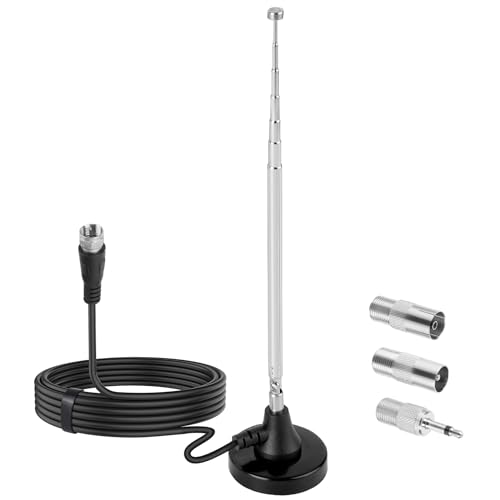 Nelawya Antenne radio DAB+ FM - Antenne télescopique avec pied magnétique pour réception radio stéréo - Pour radios Denon, Pioneer, Onkyo, Yamaha, Marantz, Sherwood