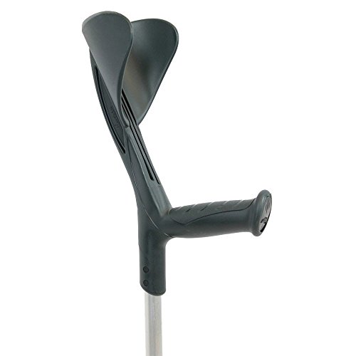 Gima - Béquilles Evolution Aluminium, Réglable en Hauteur 10 tous les 20 mm, Accoudoir, Poignée Ergonomique, Couleur Noir/Gris, 1 Paire