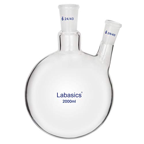 Labasics 2000ml RBF Fond Rond Ballon Laboratoire en Verre à 2 cou, 2 Neck Round Bottom Flask avec Joint Extérieur Standard 24/40 (2000ml)