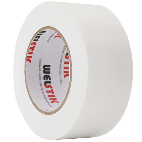 WELSTIK Ruban adhésif Blanc de qualité professionnelle,pour réparation, travaux manuels,fixation, de scellage, d'étiquetage et de rénovation 50 mm x 41 m