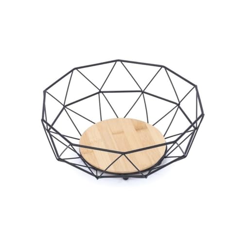 MSV Corbeille à Fruits Design Industriel Bois & Acier Elie Noir Mat