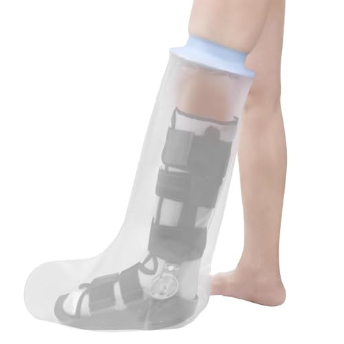 AMSGANK Protection Platre Jambe Adulte, Protège-plâtre Jambe Etanche et Réutilisable Protection Jambe Douche Protecteur de Bandage Sac Douche Platre pour la Jambe Cassée, le Pied