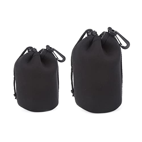 Housse Objectif,Poche Lentille,Housse Pour Objectifs D'Appareil Photo En Néoprène,Etui Objectif Neoprène,Poche Pour Protéger Objectifs Avec Cordon,Pour Canon,Nikon,Tamron,Sigma,Sony,Etc,2 Pièces