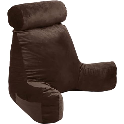 Bananair Coussin de Lecture - Doux et Confortable - Soutien Dorsale Optimale - Accoudoirs Pratiques et Assise Ergonomique - Oreiller de Lecture, Fauteuil de Lecture (Chocolat)