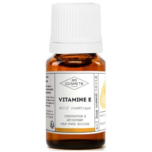 MY COSMETIK - Vitamine E - Tocophérol - Actif cosmétique - Conservateur et antioxydant - 100% Pure d'origine végétale - 5 ml