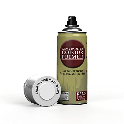 The Army Painter | Colour Primer | Spray Acrylique Blanc Mat de 400 mL, Apprêt pour la Peinture de Figurines