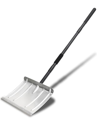 Pelle à Neige avec Bande Métallique, 40cm de Large Pelle à Neige Portable en Aluminium pour Routes et Chemins, Pelles à Neige Kégères d'urgence pour Voitures, Trottoirs, Terrasses