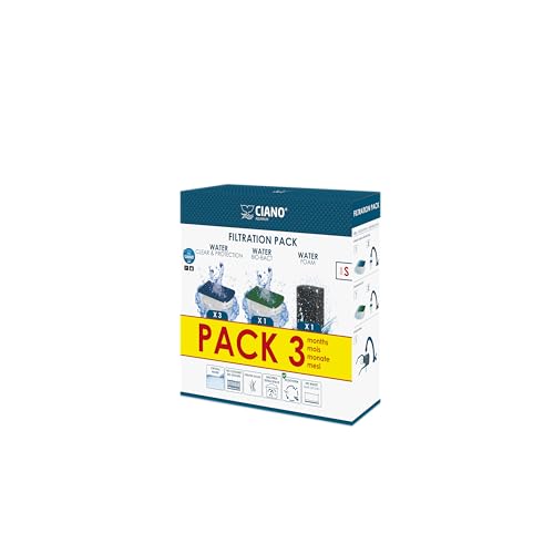 CIANO, Aquarium Consommables - Cartouches de Filtration de Rechange pour Filtre d'Aquarium- Pack 3 mois, Taille S - Eau Cristalline pour Poissons, Sans Impuretés et Sans Odeur - Nettoyage Efficace