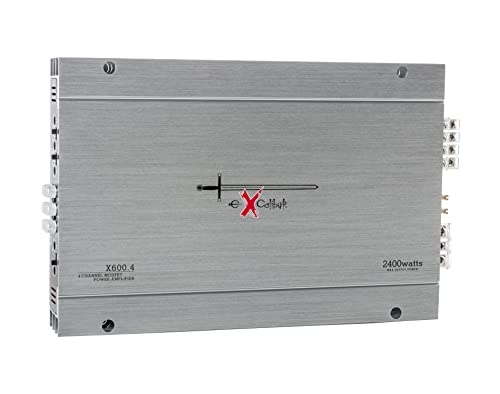Excalibur X600.4 - Amplificateur Audio Voiture De Puissance 4 Canaux- Autoradio Ampli HiFi Stéréo 4 x 600 Watt ou 2X 180 Watt RMS - MOSFET 2400 Watt Max