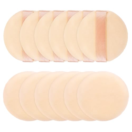 Lot de 6 houppettes rondes en coton doux pressé pour poudre libre, poudre fixante, poudre corporelle, fond de teint (6,5 cm)