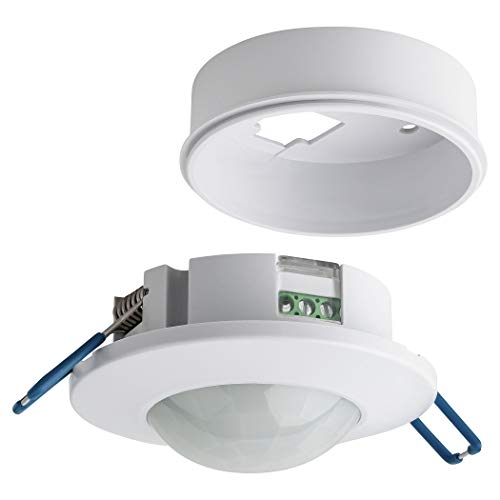 SEBSON Détecteur de Mouvement Intérieur, Montage Encastré et en Saillie au Plafond, programmable, Capteur Infrarouge, 8m / 360°, LED adapté, Max. 1200W/ 600W