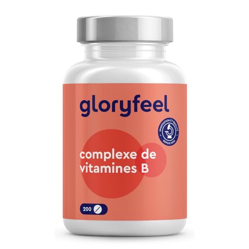 Vitamine B Complex, Contient Toutes les Vitamines B, B1 B2 B3 B5 B6 B7 (Biotine) B9 (Acide Folique), 200 Comprimés (7 Mois) Extra Fort, Contre Fatigue et le Stress*, 100% Végétalien et Sans Additifs