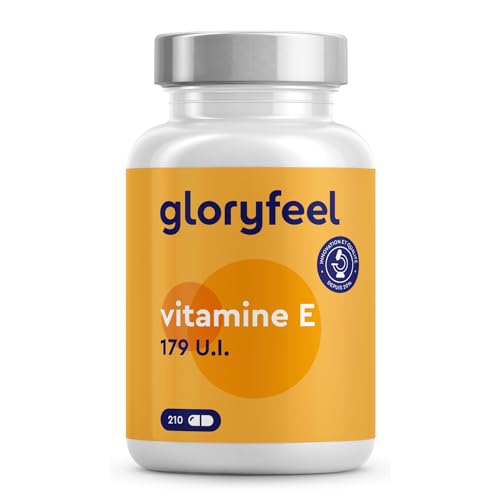 Vitamine E (210 Capsules), D-Alpha Tocophérol Bioactif et Facilement Absorbé, Cure de 3 Mois, Protège les Cellules Contre le Stress Oxydatif*, Complément Alimentaire, Sans Additifs et Sans OGM