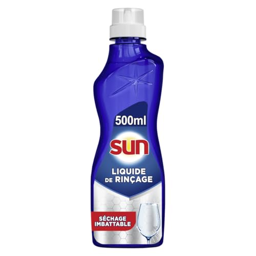 SUN - Liquide de Rinçage Séchage Lave-Vaisselle - Vaisselle 8x plus sèche - 2x plus de brillance - prévient les dépôts de calcaire sur la vaisselle - 500 ml