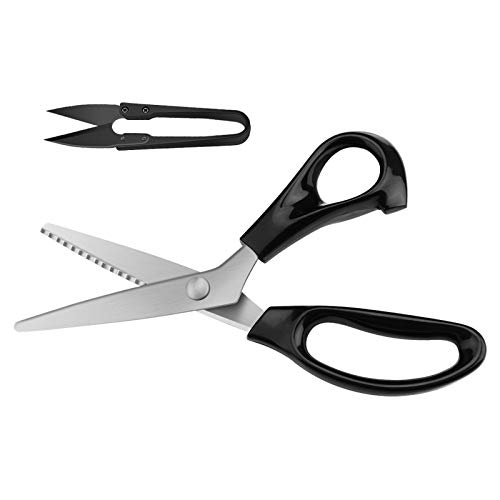 KUONIIY Ciseaux à denteler, Ciseaux Cranteurs de Couture pour Tissu Qualité Professionnelle， 23cm, Negru