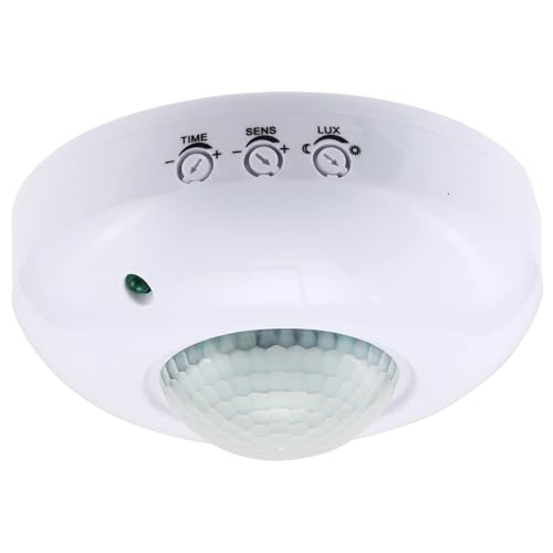 Greluma 1PC Capteur de présence à Montage au Plafond,Interrupteur à détecteur de Mouvement PIR 220-240V,Interrupteur de lumière à détecteur de Mouvement Haute sensibilité,Plage de détection 6m à 360°