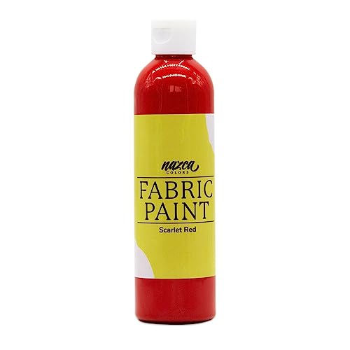 Nazca Colors Peinture Textile Rouge 250ml - Peinture Acrylique Permanent pour Tissu et Cuir idéal pour peindre Vêtements, T-shirts, Chaussures, Jeans, Sacs, Basket - Grand Pouvoir Couvrant