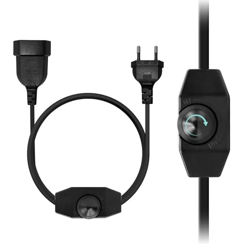 KSIBNW Variateur LED Interrupteur, Variateur d'intensité avec Câble de 2M Dimmable LED 220V-240V Variateur Réglable en Continu Prise Euro Variateur de Cordon Silencieux pour Lampes Ampoules LED, Noir