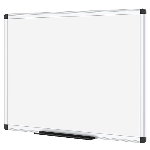 VIZ-PRO Tableau Blanc Magnétique Effaçable à Sec, Cadre en Aluminium Argenté, 120 x 90 cm