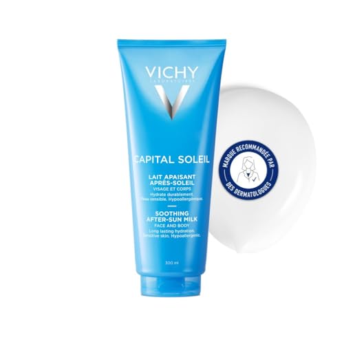 Vichy, Capital Soleil, Lait Apaisant Après-Soleil, Visage et Corps, Résiste à l'Eau, Enrichi en Acide Hyaluronique pour Apaiser et Rafraîchir, Tous Types de Peaux, 300 ml