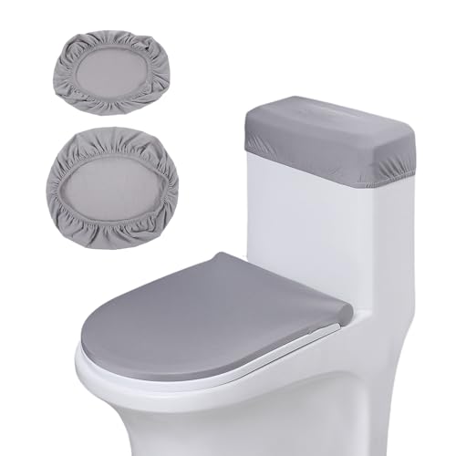 MYLERCT Housse de Siège Toilette, Polyester Ensemble de Housses pour WC, Élastique Housse pour Abattant de Toilette, Cache-Poussière Réservoir WC, pour Abattant Toilette et Couvercle Réservoir