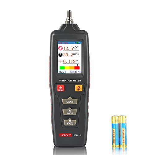 Wintact Testeur de vibration mécanique numérique portable, 0,01 ~ 199,9 mm/s, analyseur de vibrations mécanique, jauge de testeur, accélération, vitesse, mesure de déplacement pour CVC, moteurs,