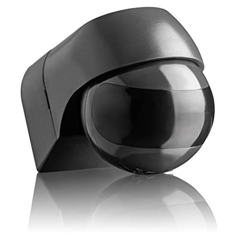SEBSON Détecteur de Mouvement Extérieur IP44, Montage en Saillie, programmable, Capteur Infrarouge, Portée 12m/ 180°, LED adapté, orientable, Max. 800W/400W