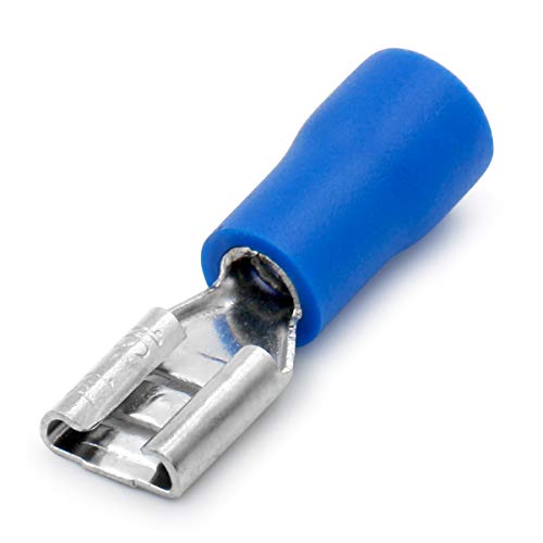 Heschen femelle rapide Déconnecte Vinyle isotherme 4,8 x 0,5 mm câble terminal pour 1,5–2,5 mm² (16–14 AWG) Bleu Lot de 100