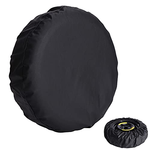 JMTBNO Couvre Roue de Secours en Cuir Noir Housse de Roue de Secours étanche à la Poussière Protection UV Couvre-Pneu pour Remorque Voiture VR Camion SUV (pour diamètre Total de Roue 55-58cm)