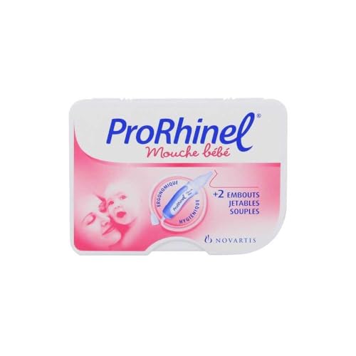 Prorhinel Mouche Bébé Manuel Ergonomique, Aspirateur Nasal Sûr et Hygiénique, Réduit Le Risque de Sinusites et Otites, Fabriqué en France, 2 Embouts Jetables