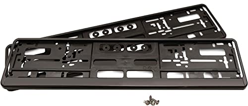 eTopio® - Lot de 2 supports plaque d'immatriculation Avec 4 vis Support pour les plaques des voitures l'UE 520 mm x 110 mm Qualité supérieure Noir