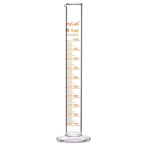 stonylab Verre Cylindre Gradué (1 Paquet), Graduated Cylinder Verre Borosilicaté 100 ml Mur Lourd Verre Gradué Éprouvette