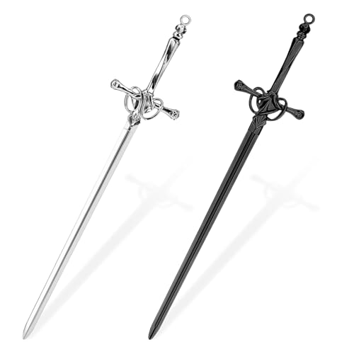 Grevosea Lot de 2 ouvre-lettres en acier inoxydable avec poignée ergonomique - Ouvre-lettres fantaisie - Fournitures de courrier pour la maison et le bureau (argent, noir)