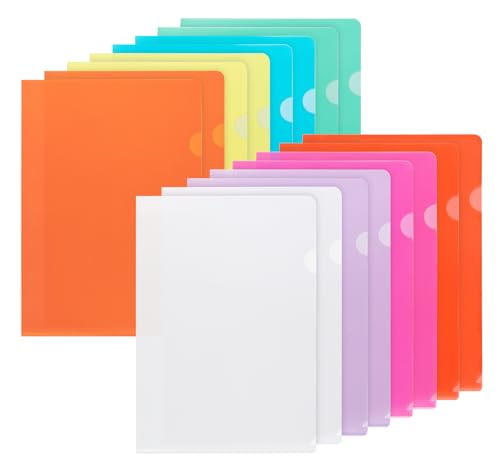 Agoer 16 PCS Pochette Plastique A4, Chemise Plastique A4, Dossiers en Plastique Transparent de 8 Couleurs Assorties sous Chemises Papier A4, Pochette Transparente pour Le Bureau l'école(22x31cm)