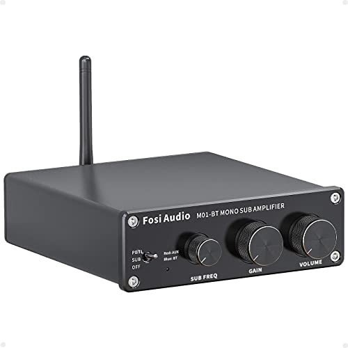 Fosi Audio M01-BT Bluetooth Amplificateur de subwoofer 300 Watt Mini Ampli Hifi mono stéréo haute fréquence avec contrôle du gain des basses pour subwoofer/haut-parleur pour cinéma maison
