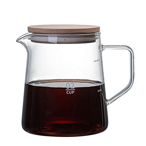 Gonnely Carafe à café en verre avec couvercle, carafe en verre isolée Carafe transparente isolée pour jus de thé et eau de café(500 ml)