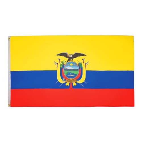 AZ FLAG - Drapeau Equateur - 90x60 cm - Drapeau Équatorien 100% Polyester Avec Oeillets Métalliques Intégrés - Pavillon 50 g
