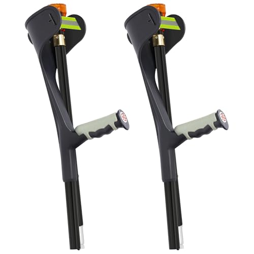 OUUTMEE Béquilles sous Aisselle Pliables en Aluminium, Paire Réglable en Hauteur Jusqu’à 150KG, Appui Axillaire Léger pour Marche, Blessures et Rééducation(Noir)