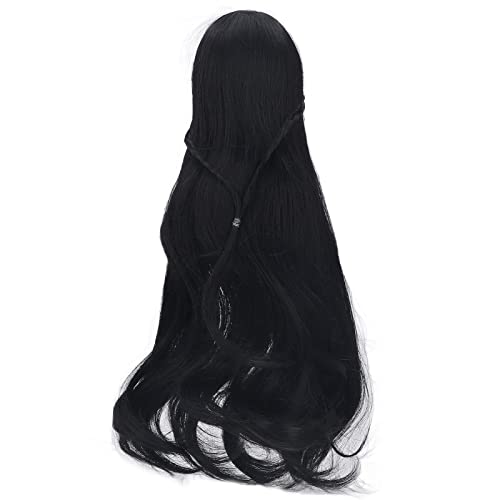 Perruque Longue de Poupée Bouclée Douce, Extensions de Cheveux, Perruques et Accessoires Soins des Cheveux Cheveux de Poupée Multicolores de 8 à 9 Pouces pour Cosplay Quotidien (Noir)