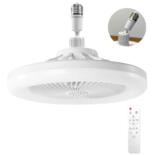 OKSANO Ventilateur Plafond Avec Lumiere,OKSANOventilateur De Plafond Avec Télécommande,ventilateur Silencieux Plafond,E27 plafonnier LED À Intensité Variable,3vitesses,Temporisable (Blanc)