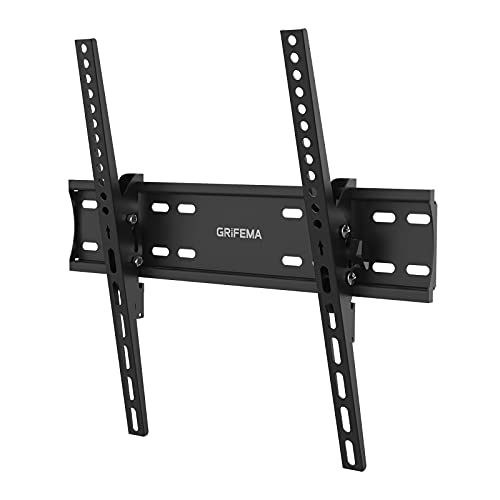 GRIFEMA Support Mural TV 26-55 Pouces - Fixation Murale TV Peut Contenir Jusqu'à 50KG, Accroche Television Mural Inclinable (± 15°) et Étend, Support Vesa 400x400mm Universel pour TV Plat / Incurvé