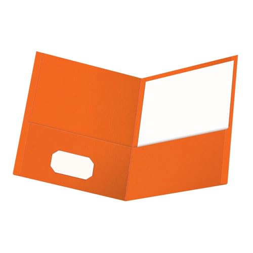 Oxford Lot de 25 chemises à double pochette, papier texturé, format lettre, orange, capacité 100 feuilles, boîte de 25