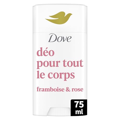 Dove - Déodorant pour Tout le Corps - Stick- Framboise & Roses - Anti Odeurs et Traces Blanches 24h - Conçu pour les Peaux Sensibles - 75ml