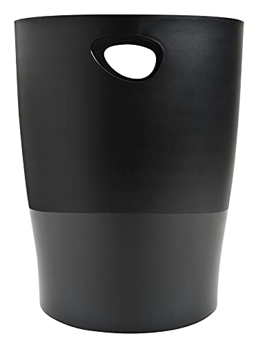 Exacompta - Réf. 453014D - 1 Corbeille à papier, poubelle ECOBIN avec poignées - Adaptée au bureau comme en Home office - Grand volume 15 litres - Dimensions 26,3 x 26,3 x 33,5 cm - opaque Noir
