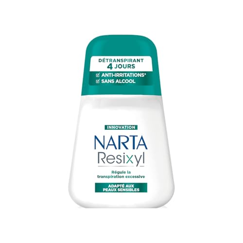NARTA - Resixyl - Déodorant Bille Femme - Détranspirant 4 Jours - Régule La Transpiration Excessive - Anti-Irritations* - Complexe Minéral [Resyx]TM - 0% Alcool** - Adapté Aux Peaux Sensibles - 50 ml