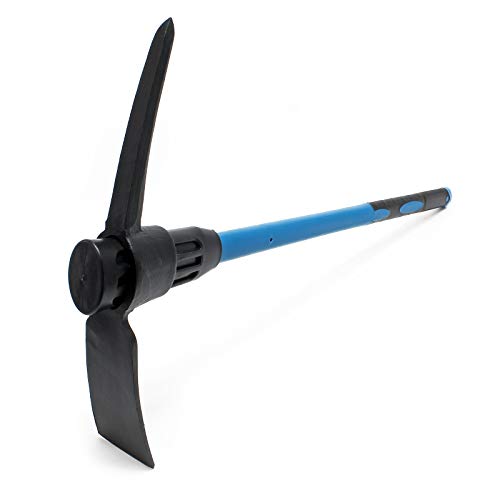 Wiltec Pioche de terrassier avec Manche en verre – Longueur 925 mm – Ø 35 x 27 mm – pour Jardinage, Travaux de terrassement, Chantiers de construction – Piochon Binette Serfouette