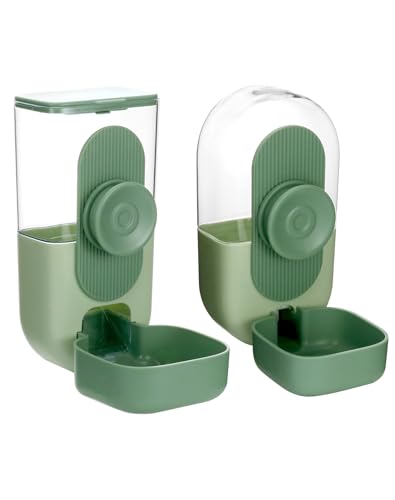 QWORK® Distributeur Automatique de Nourriture 870 ML et Distributeur d'eau 800 ML pour hérissons, Lapins, Poules, Petits Chats et Chiens, Mangeoire Automatique sur Cage