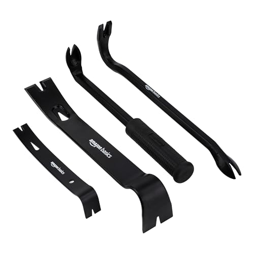 Amazon Basics Kit 4 pièces avec pied-de-biche et arrache-clous, Noir